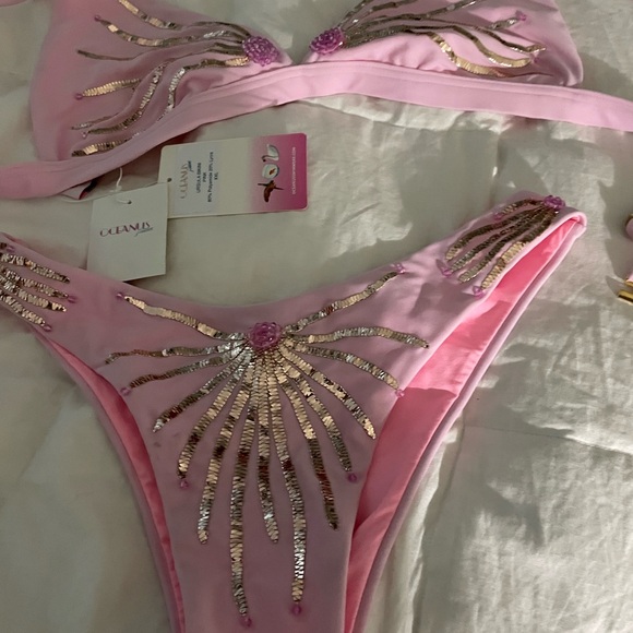 OCEANUS URSULA Pink Bikini Set with Gold Details - Picture 8 of 8